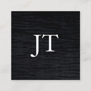Faux Velvet Black Print med Monogram Fyrkantigt Visitkort