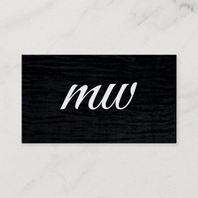 Faux Velvet Black Print med Monogram Visitkort (Framsida)