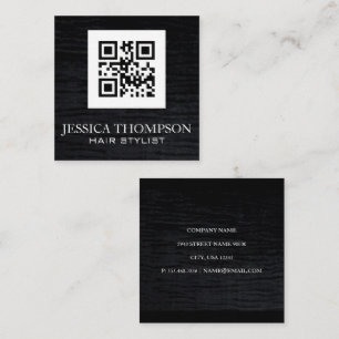 Faux Velvet Black Qr-kodmall Fyrkantigt Visitkort