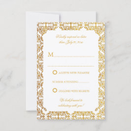 Faux Vintage Gold Foil Flourish Damask OSA Inbjudningar