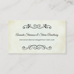 Faux Vintage Parchment Elegant bröllop webbplats Visitkort
