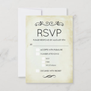 Faux Vintage Parchment Simple Elegant bröllop OSA Kort