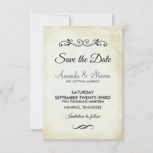 Faux Vintage parchment Simple & Elegant bröllop Spara Datumet