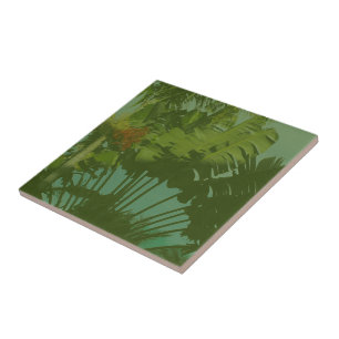Faux Vintage Tropical Fabric Kakelplatta