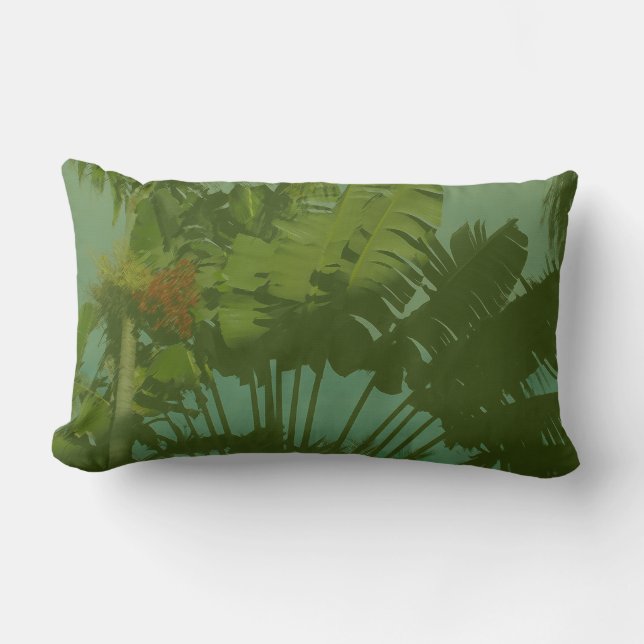 Faux Vintage Tropical Fabric Lumbarkudde (Framsida)
