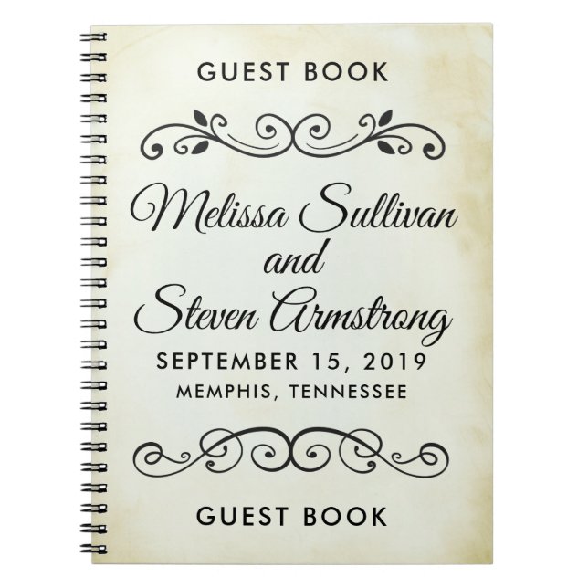 Faux Vintage Westerna Guestbook Stil Bröllop Anteckningsbok (Framsidan)