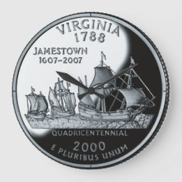 Faux Virginia State Quarter Clock Stor Klocka