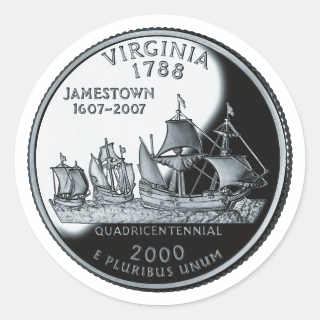 Faux Virginia State Quarter Runt Klistermärke (Framsida)