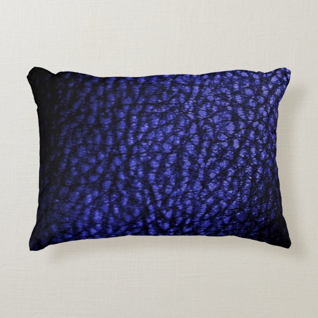 Faux Warm Navy Blue Metallic Leather Prydnadskudde (Framsidan)