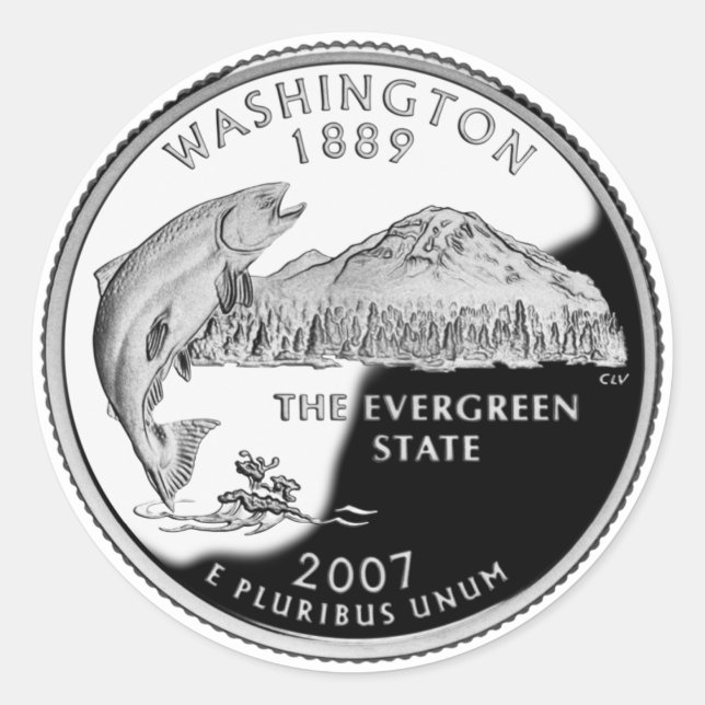 Faux Washington State Quarter Runt Klistermärke (Framsida)