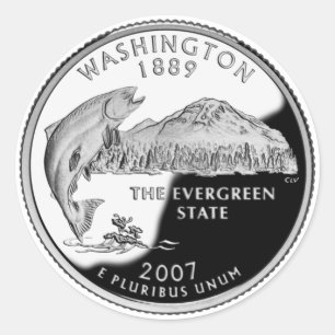 Faux Washington State Quarter Runt Klistermärke