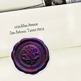 Faux Wax Envelope Seal Style 4 Purple 20 Sticker Runt Klistermärke
