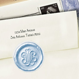 Faux Wax Seal Deep Impression Blue Runt Klistermärke