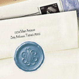 Faux Wax Seal Deep Impression Blue Runt Klistermärke