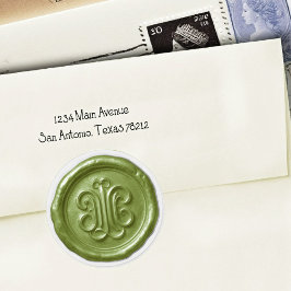 Faux Wax Seal Deep Impression Olive Green Runt Klistermärke