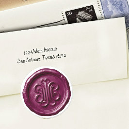 Faux Wax Seal Deep Impression Plum Runt Klistermärke