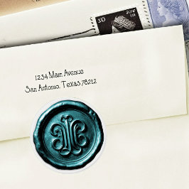 Faux Wax Seal Deep Impression Teal Blue 2 Runt Klistermärke