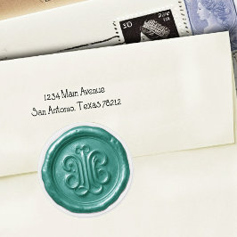 Faux Wax Seal Deep Impression Teal Blue  Runt Klistermärke