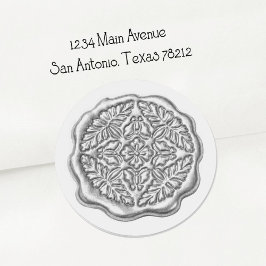 Faux Wax Seal, Silver Metallic Runt Klistermärke