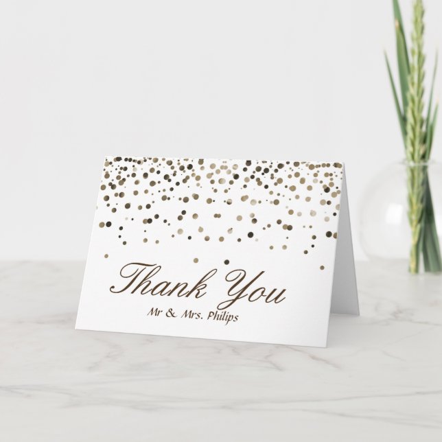 Faux Whit Foil Confetti Elegant Sparkles Tack Kort (Framsida)