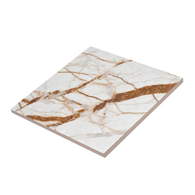 Faux White Brown Marble Stone Ceramic Tile Kakelplatta (Sidan)