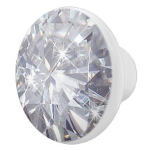 Faux white diamant, keramisk, rund knopp