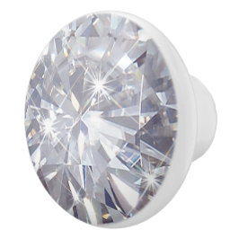 Faux white diamant, keramisk, rund knopp