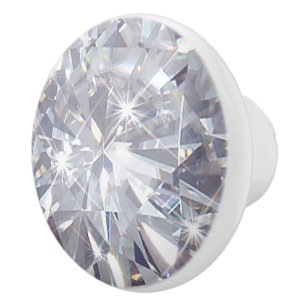 Faux white diamant, keramisk, rund knopp