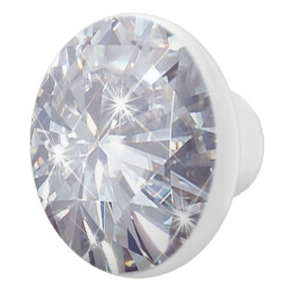 Faux white diamant, keramisk, rund knopp
