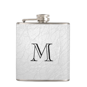Faux White Leather Monogram Stainless Steel-kolv Fickplunta