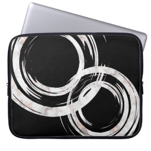 Faux white marble artistic circles zen yoga laptop fodral