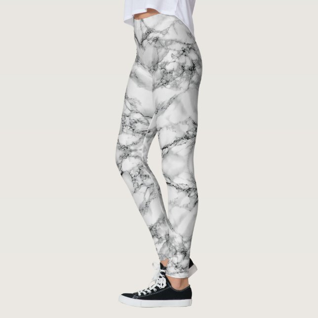 Faux White Marble Design Leggings (Vänster)