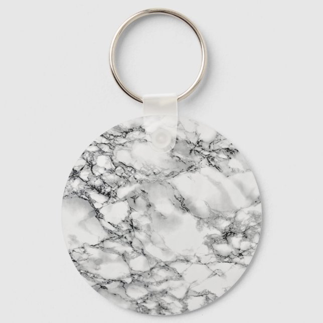 Faux White Marble Keychain Nyckelring (Framsida)