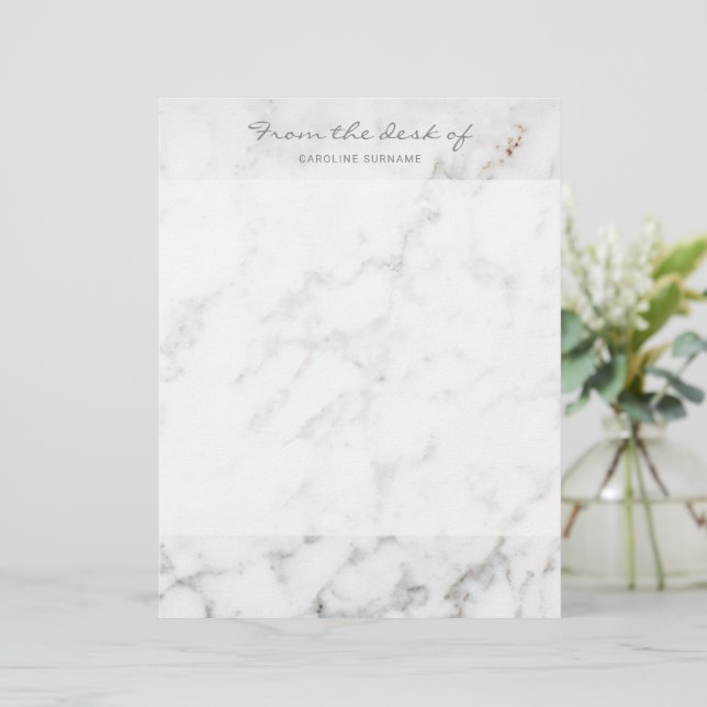 Faux White Marble Struktur utseende och Anpassning Brevhuvud (Stående Fram)
