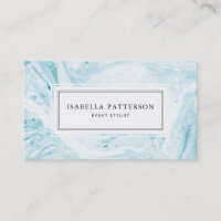 Faux White och Blue Marble Modern Affärskort