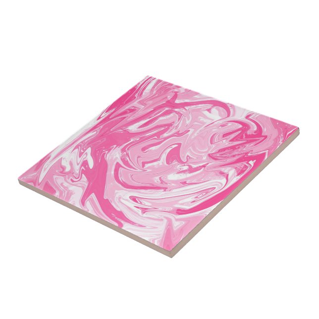 Faux White och Rosa Marble Ceramic Tile Kakelplatta (Sidan)