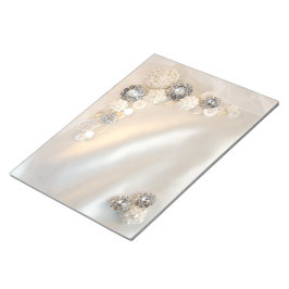 Faux White Pearl och Diamond Buttons Bröllop Anteckningsblock