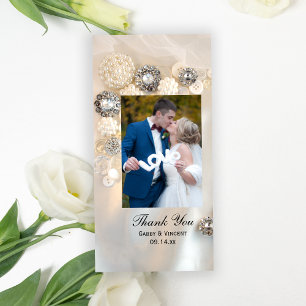 Faux White Pearl och Diamond Buttons Tack Kort
