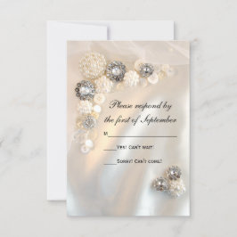 Faux White Pearls och Diamond Buttons Bröllop OSA Kort