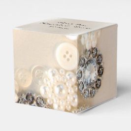 Faux White Pearls och Diamond Buttons Bröllop Presentaskar