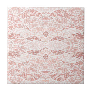 Faux White Snöre Fishnet Ceramic Tile med blommor Kakelplatta