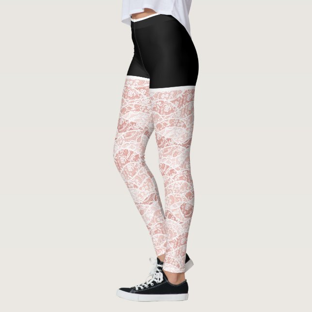Faux White Snöre Fishnet Leggings Funny (Vänster)