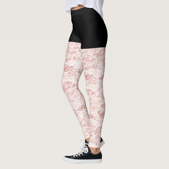 Faux White Snöre Fishnet Leggings - Roligt (Vänster)