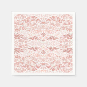 Faux White Snöre Fishnet Napkins with Flowers Pappersservett