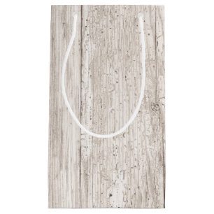 Faux White Weasted Wood Gift Bag