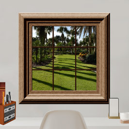 Faux Window Handflatan Träd Grass Tropiks Relaxing Poster