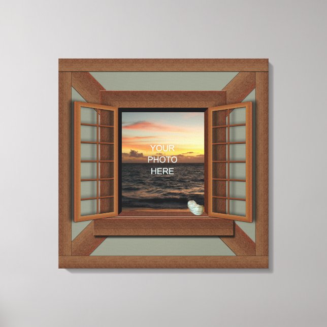 Faux Window med Seashell Anpassningsbar Canvas Wal (Framsida)