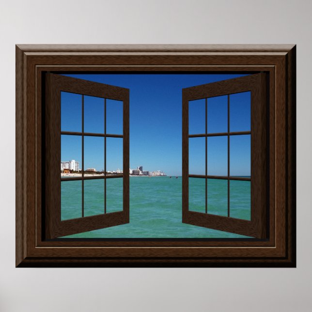 Faux Window Poster akvamarine Ocean Scene Tranquil (Framsidan)