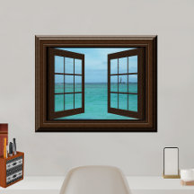 Faux Window Poster akvamarine Ocean Scene Tranquil