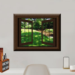 Faux Window Poster Fredlig Grönt Grass Ankor